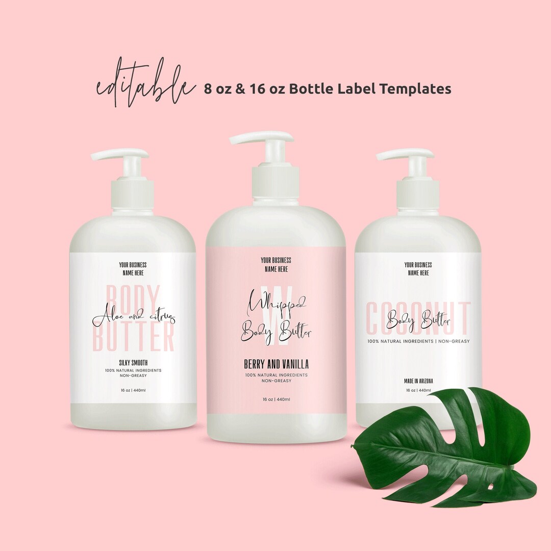 Feminine 8 Oz 16 Oz Boston Bottle Labels Template, Editable Wrap Around ...