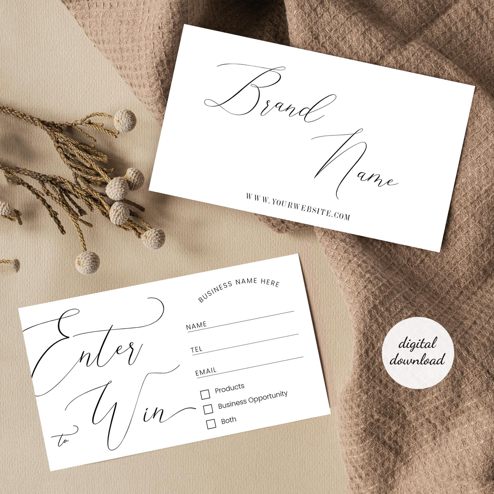 Tokens For Raffle DIY Raffle Ticket Template, Elegant Enter to Win Cards, Digital ...