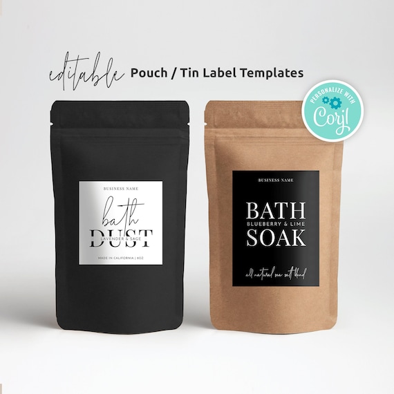Pouch Label Templates, Editable Bath Salts Label Design, Minimalist Doy  Pack Branding Kit, Printable Paper Bag Stickers, Instant M-002 - Etsy