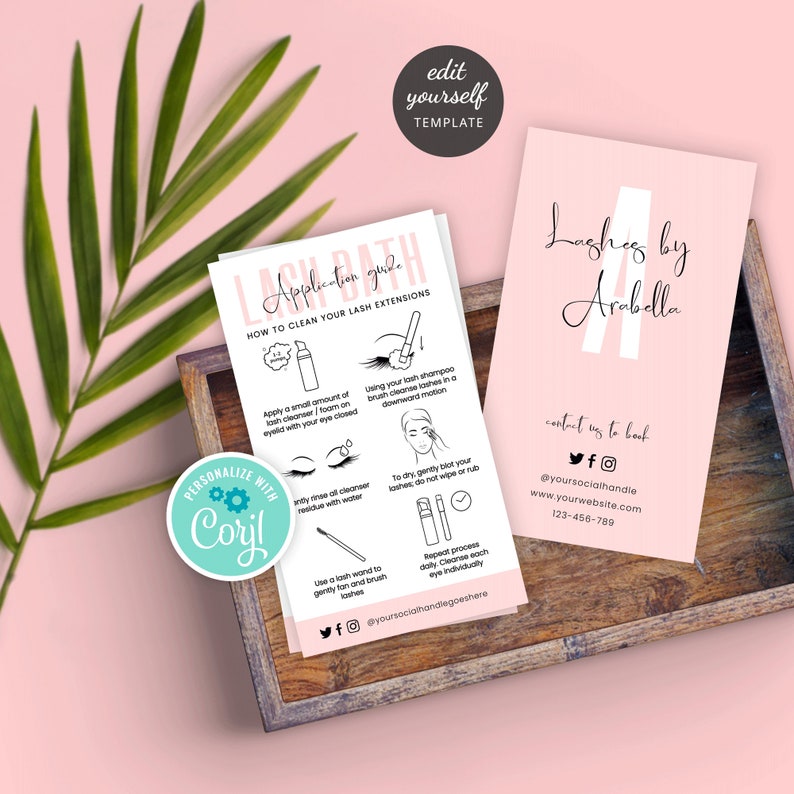 Lash Bath Care Card Template Lash Shampoo Care Instructions Etsy