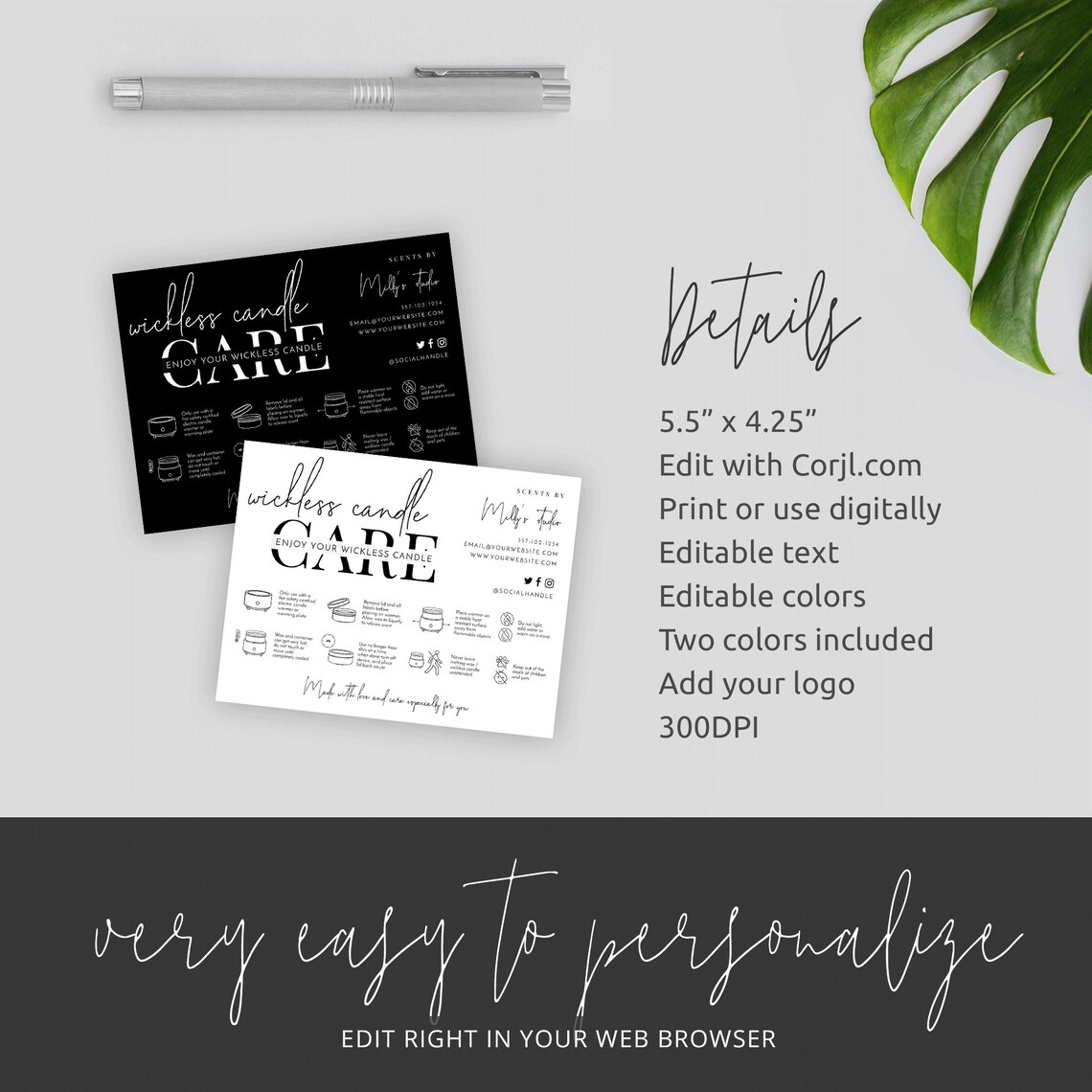 No Wick Candle Care Guide Minimalist Wickless Candle Safety Etsy