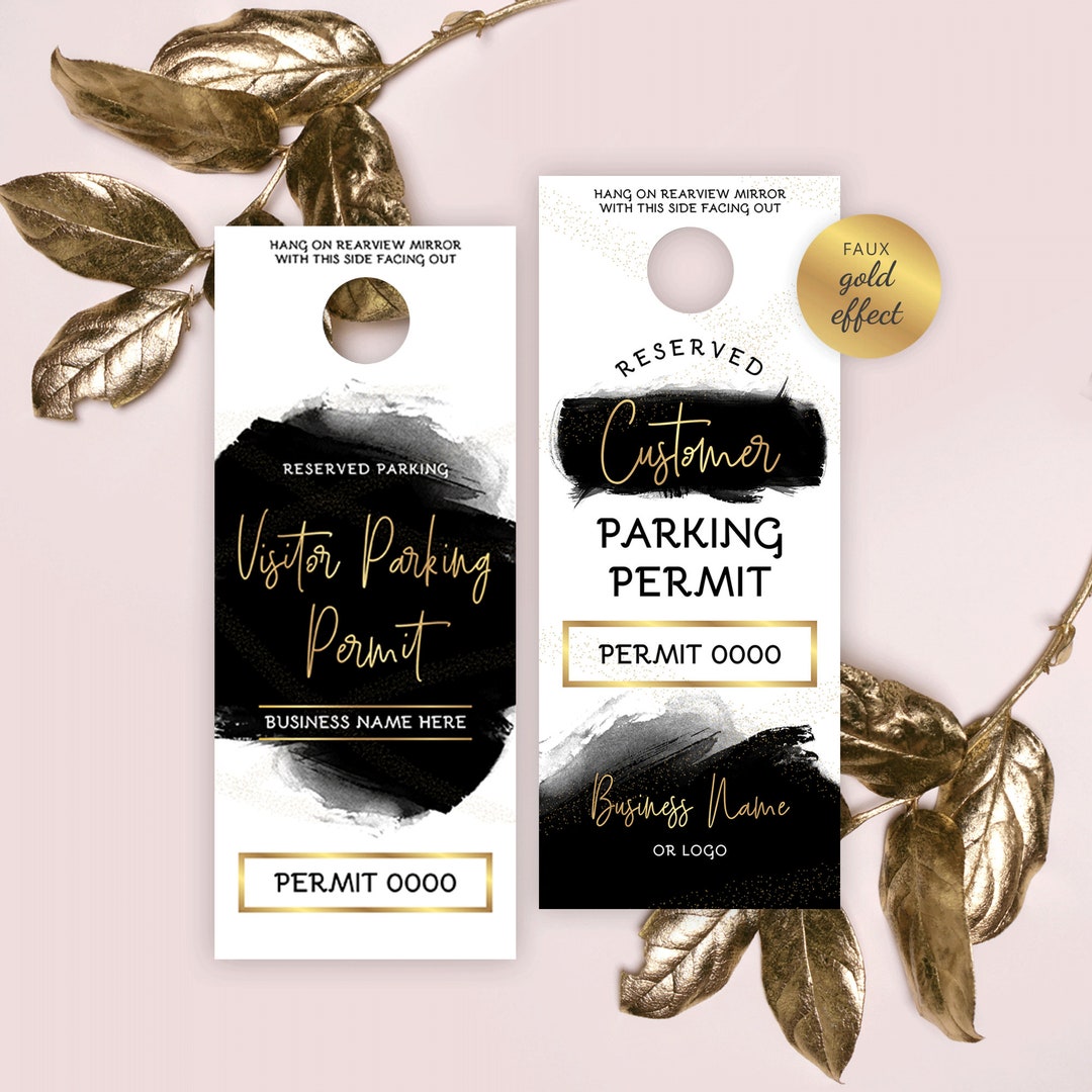 Visitor Parking Hang Tag Template, Reserved Parking Car Sign, Black Visitor Parking Hang Tag Template, Reserved Parking Car Sign, Black
