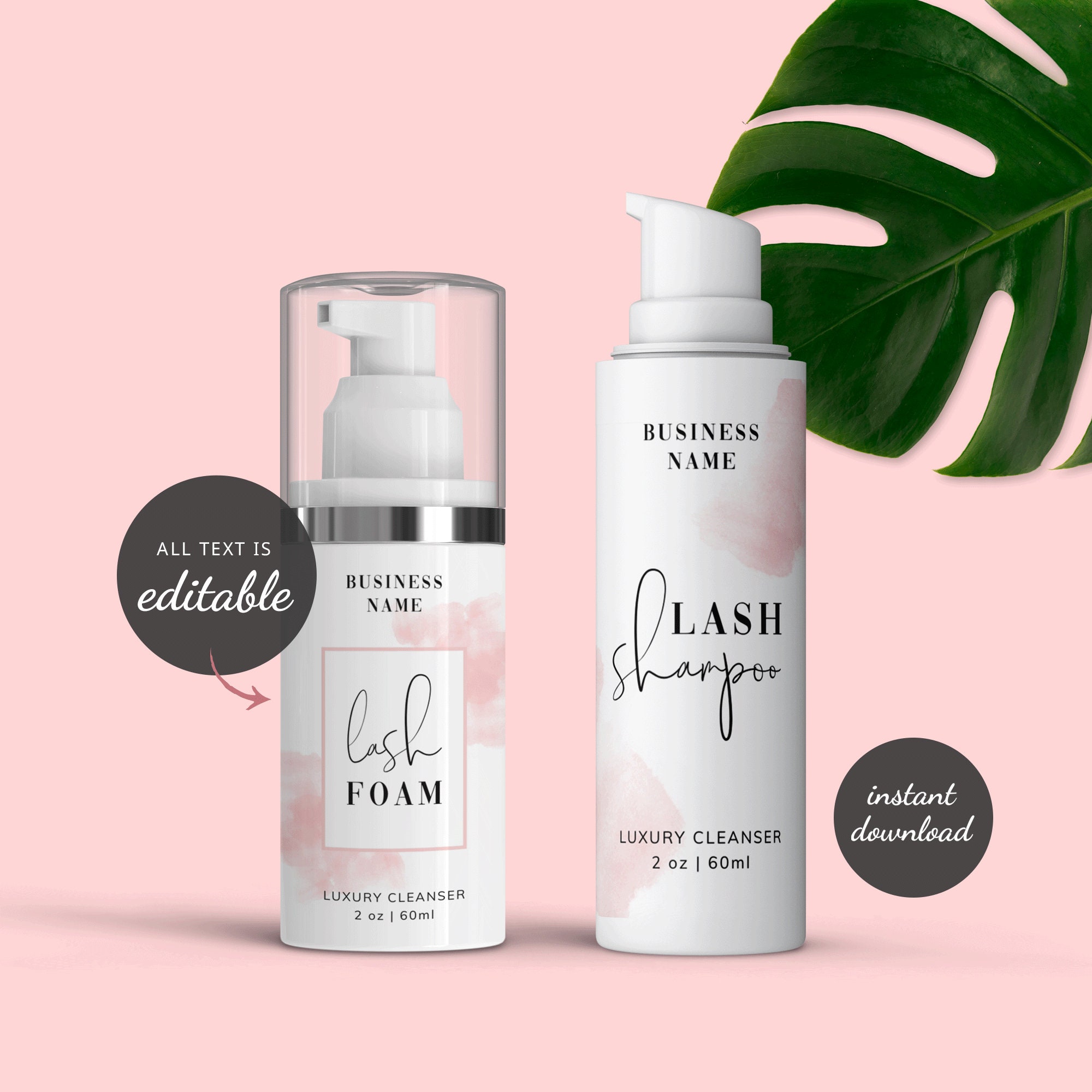 Lash Cleanser Bottle Label Template Editable Eyelash Shampoo Etsy Canada