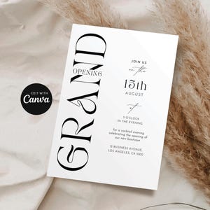 Grand Opening Invite Canva Template, Trendy Minimalist Business Invitation, Company Launch Event Marketing Flyer, Printable & Digital, TM001