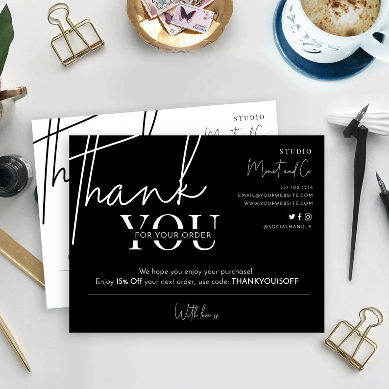 minimalist thank you for your order card template thank