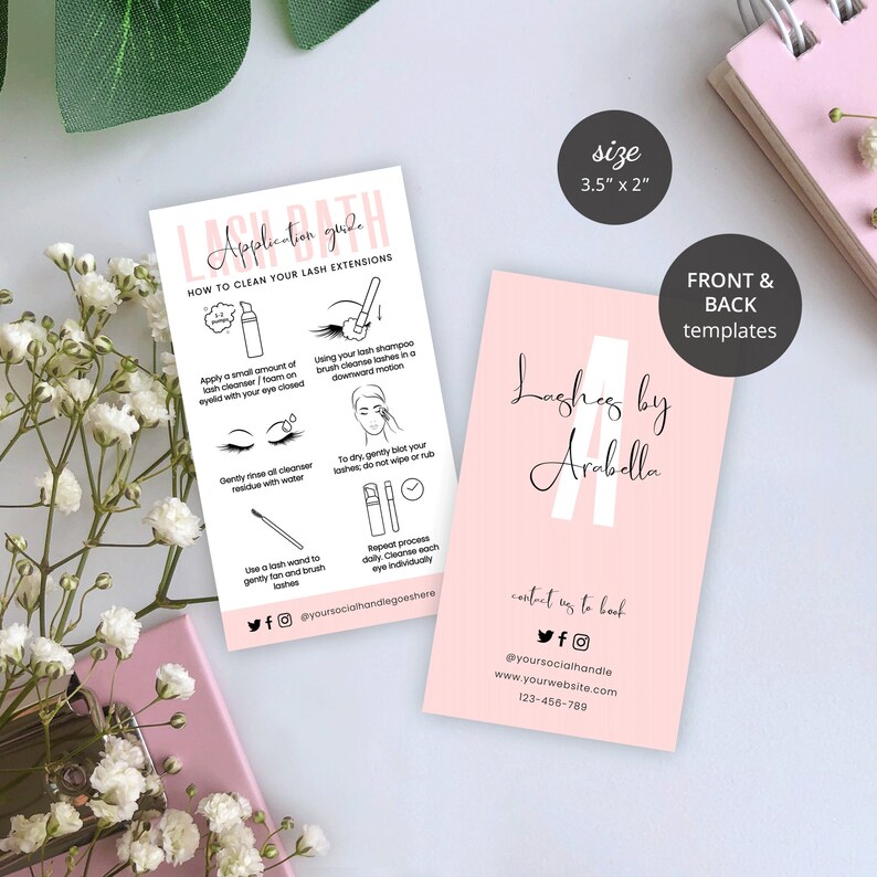 Lash Bath Care Card Template Lash Shampoo Care Instructions Etsy