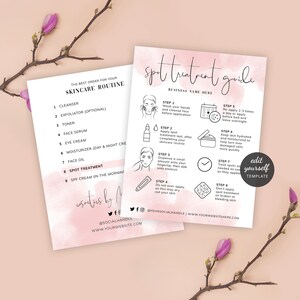 Mall för appliceringsguide för punktbehandling, anpassade instruktioner för finnarkräm, utskrivbar guide för hudvårdsrutiner, vårdkort för finnarserum, WS01