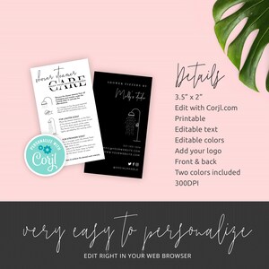 Shower Steamer Customer Guide Template, Editable Shower Mist Care Card, Minimalist Shower Fizzer ...