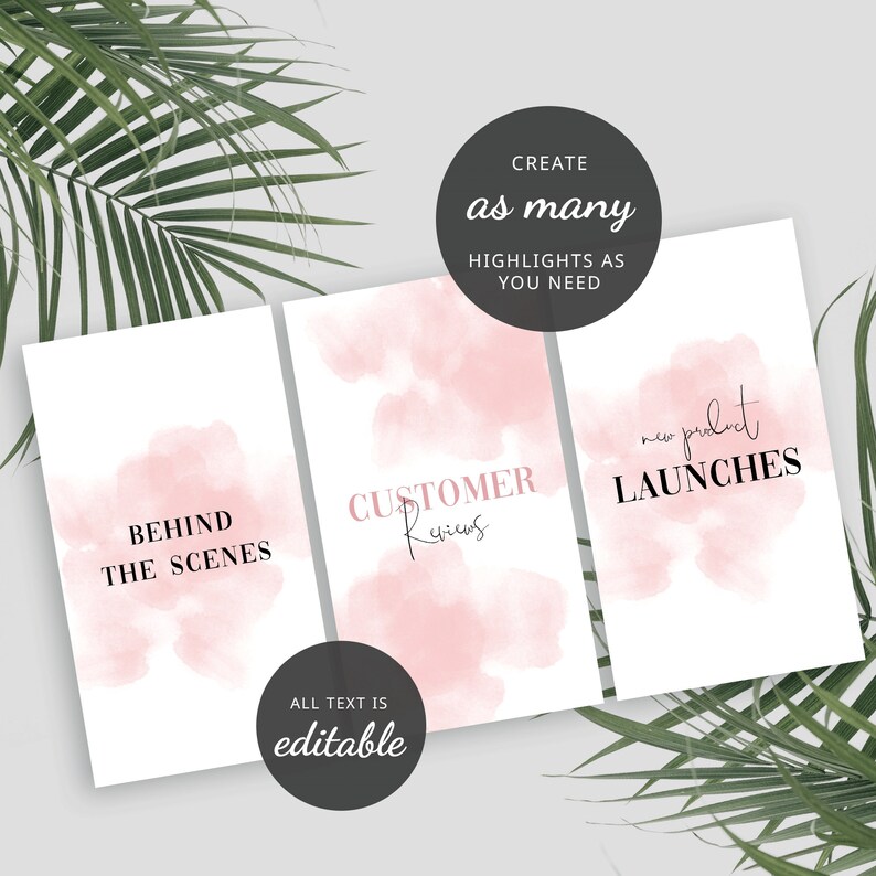 Watercolor Instagram Highlights Covers Editable Insta