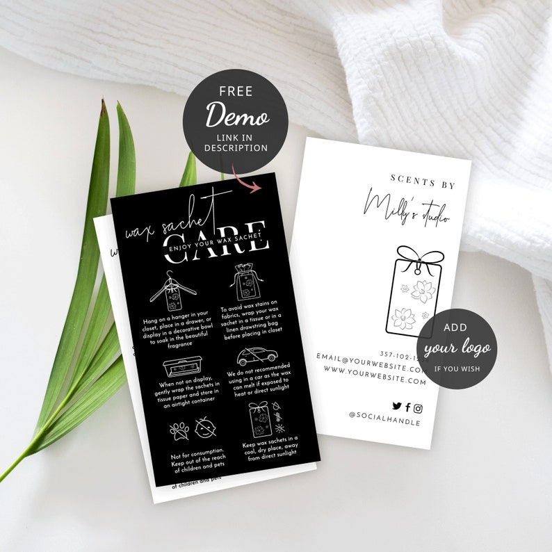 Wax Sachet Care Card Template, Customizable Fragrance Pomander Care ...
