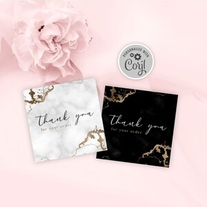Editable Thank You for Order Template, Black Marble & Gold Business ...