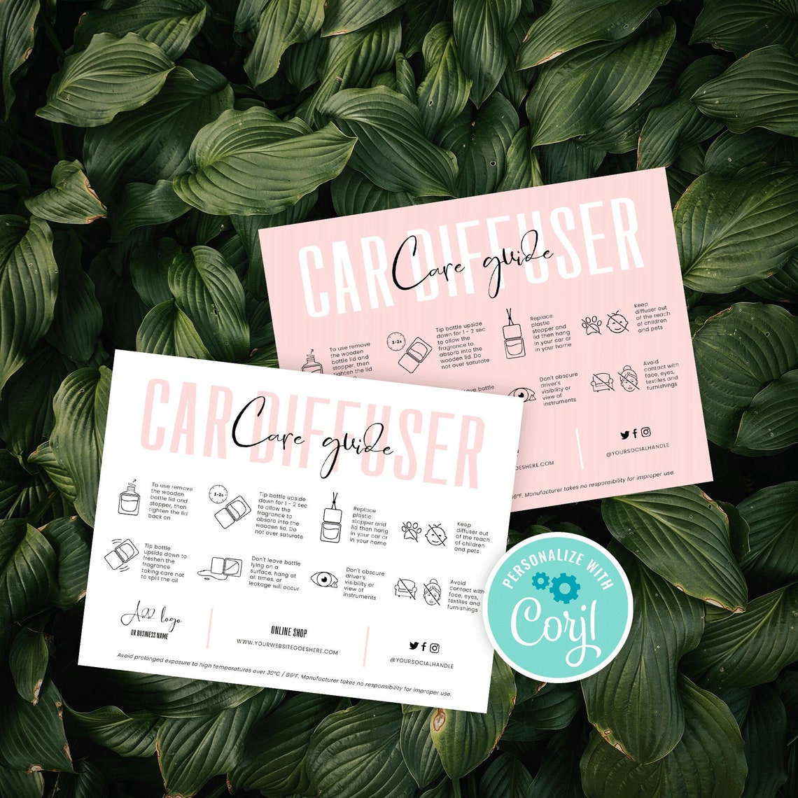 Car Diffuser Care Card Template Editable Car Scent Care Etsy