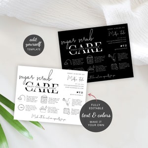 Scrub Application Sugar Scrub Application Guide Template, Minimalist Body Scrub Care Card ...
