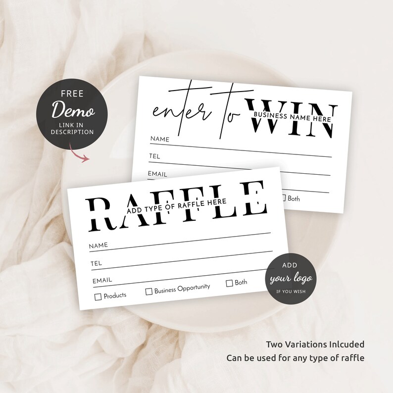 Editable Raffle Ticket Template Enter to Win Template - Etsy