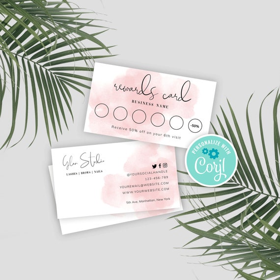 Editable Rewards Card Printable Loyalty Card Beauty Salon - Etsy