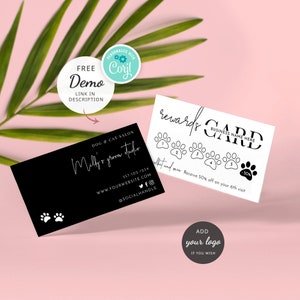 View of Dog Groomer Loyalty Card Template, Editable Pet Salon Rewards Cards ...