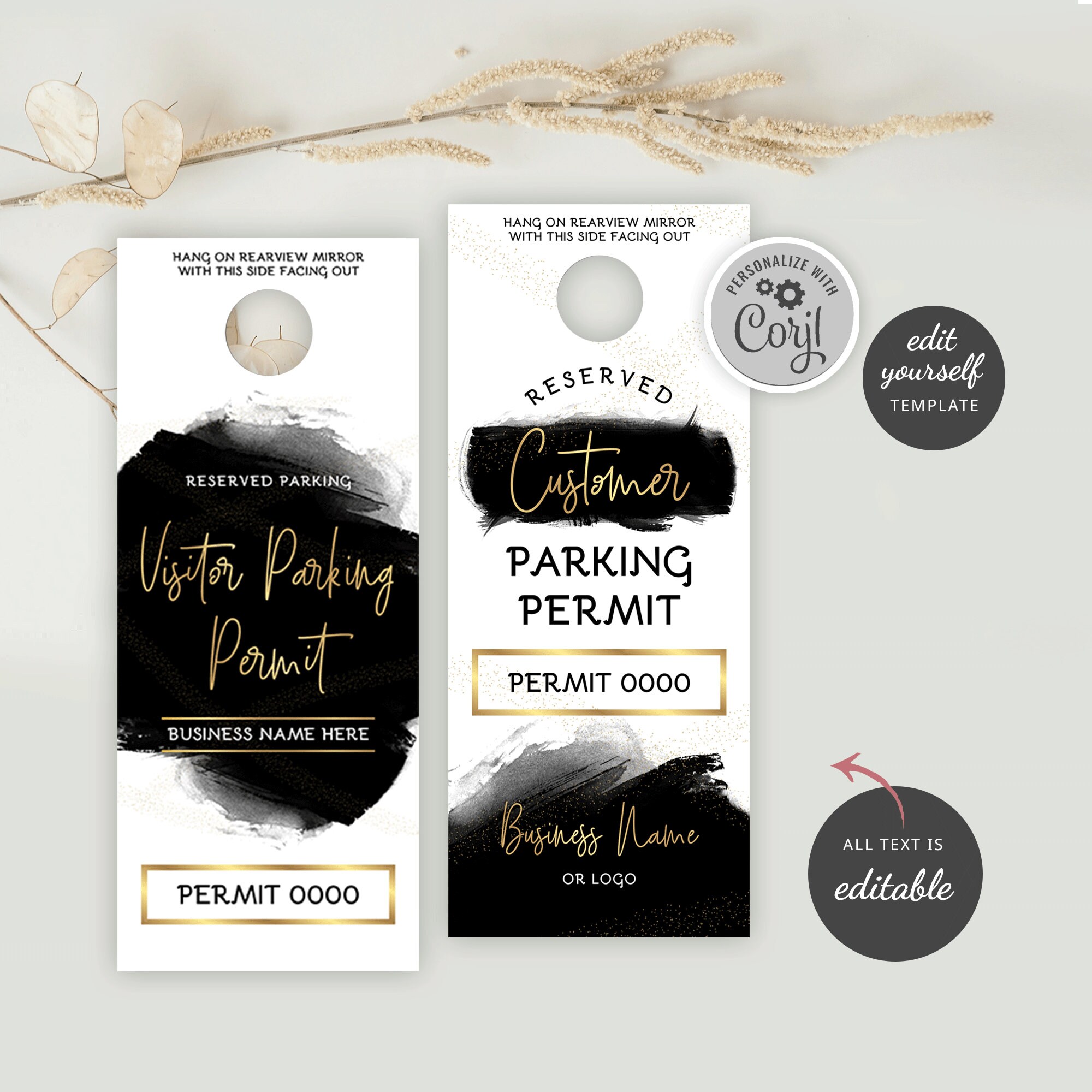 Visitor Parking Hang Tag Template Reserved Parking Car Sign Etsy