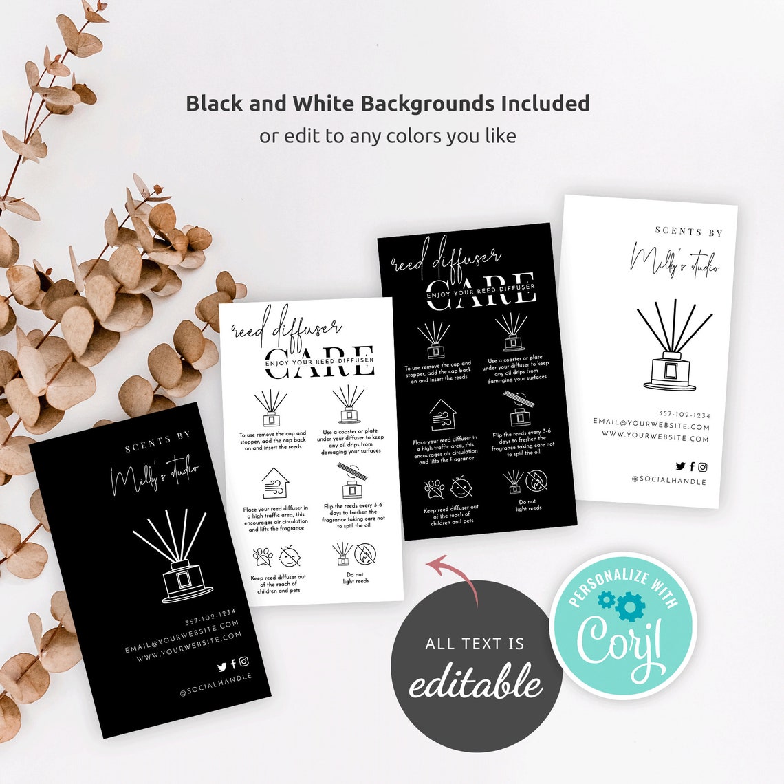 MINI Diffuser Care Template, Reed Diffuser Care Guide, Printable Room ...