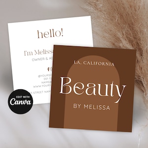 Modello Canva per biglietto da visita per salone di bellezza Boho, biglietti da visita per parrucchiere con arco in terracotta moderno, biglietti da visita per spa Boho, BT1