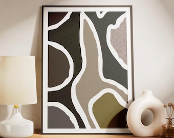 Abstract Organic Shapes Home Office Print: Contemporary Watercolor Effect Wall Art UNFRAMED