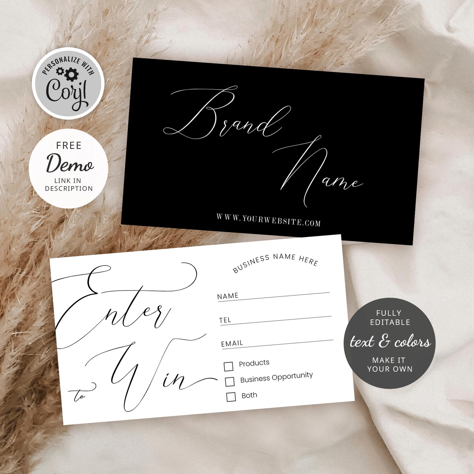 DIY Raffle Ticket Template, Elegant Enter to Win Cards, Digital ...