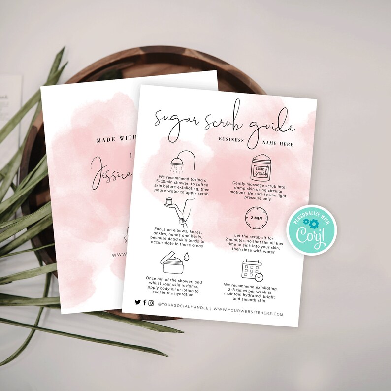 Editable Body Scrub Application Guide Template Feminine Etsy
