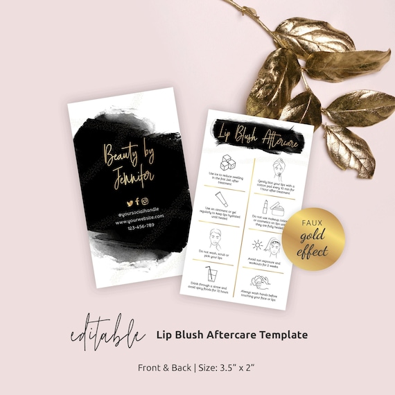 Lip Blush Stages Of Healing & Aftercare Instructions Cards Package Of