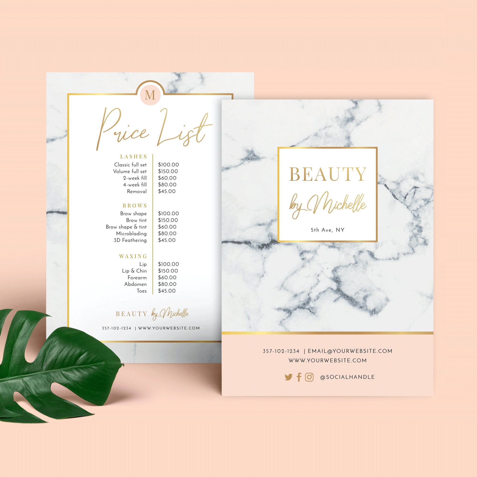 Marble Gold Price List Template Menu Printable Price List Etsy