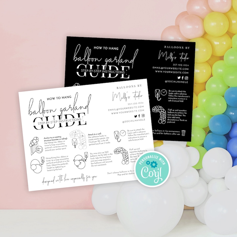 How to Balloon Garland Instructions Template, Minimalist Balloon Arch ...