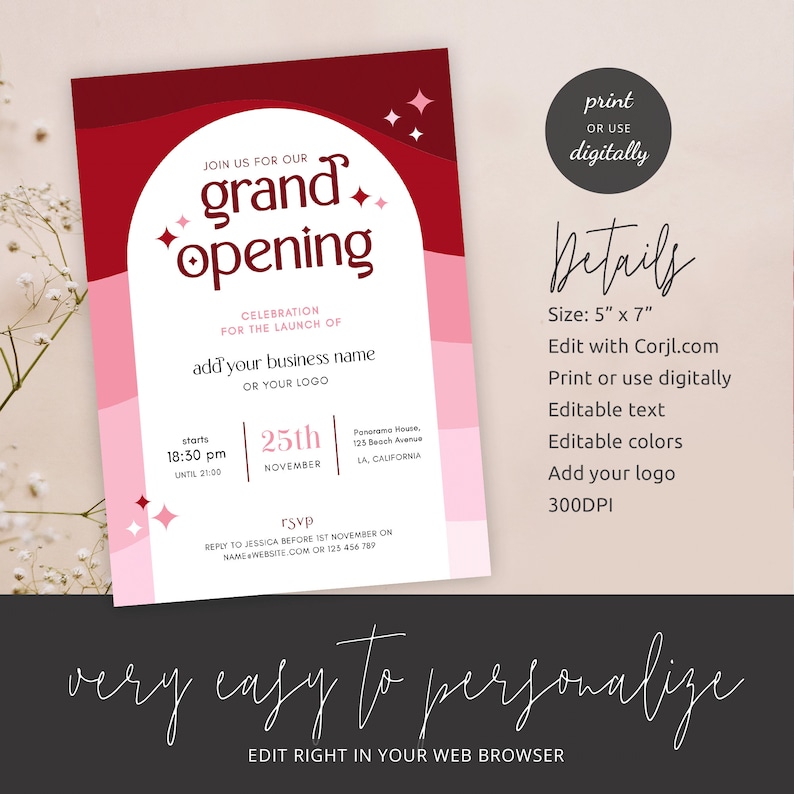 Modern Grand Opening Invite Template Editable Small Business - Etsy