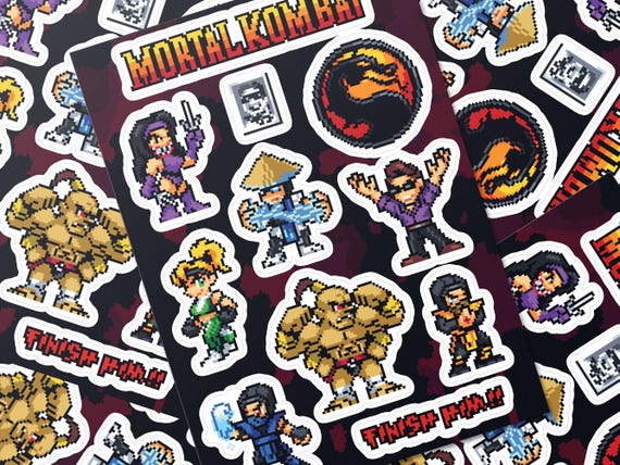 Mortal Kombat Pixel Art Sticker Sheet - Clear Waterproof Vinyl