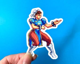 Chun-Li  Street Fighter 6 Pixel Art Sticker: Classic Outfit - Clear Waterproof Vinyl