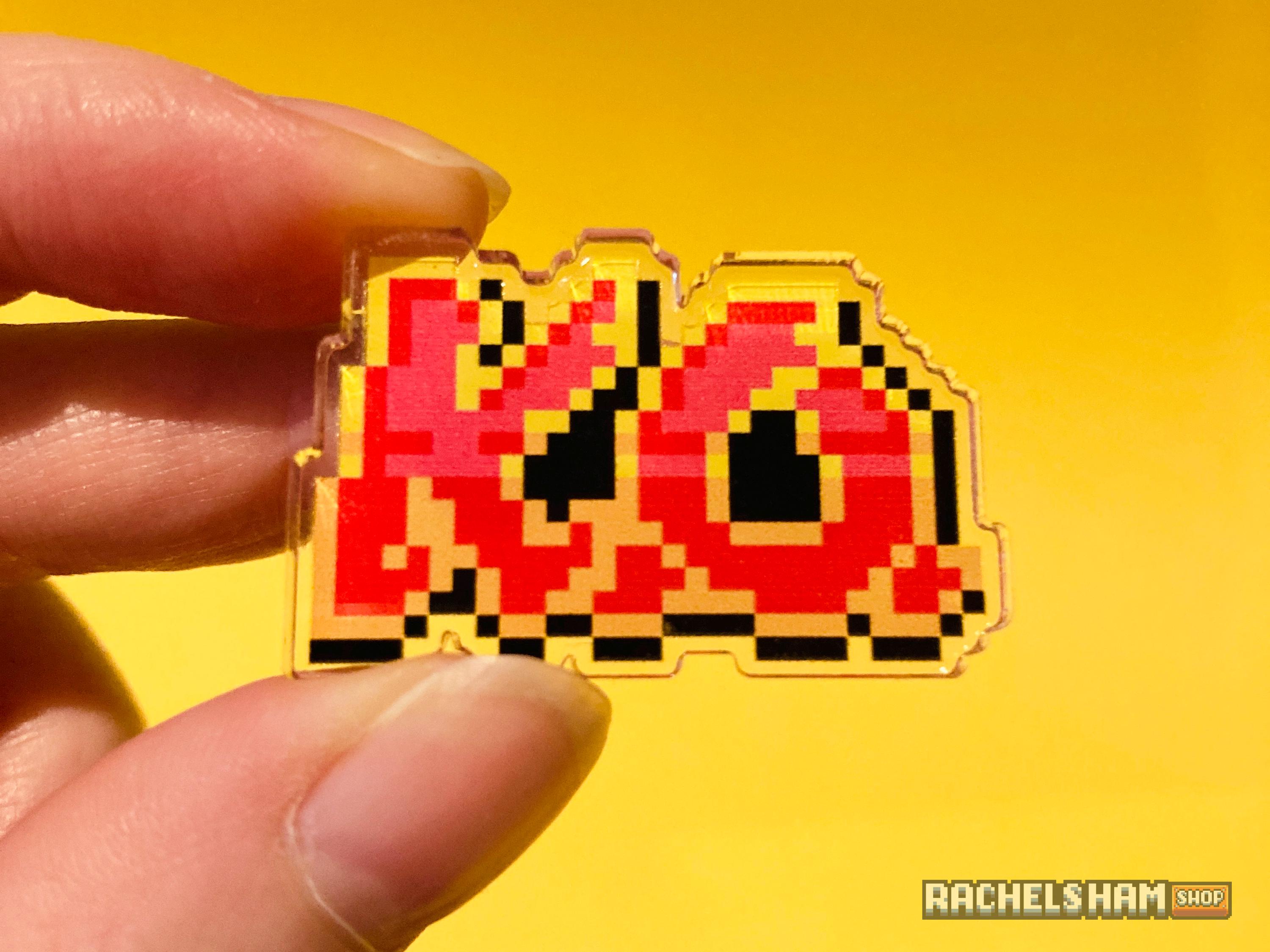 KO Acrylic Pin Retro Arcade 8-Bit Pixel Art Street Fighter FGC Video Game Badge Lapel Pin Gaming Apparel