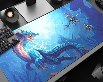 Lagiacrus Gaming Desk Mat: 8bit Monster Hunter Pixel Art XL Mouse Pad