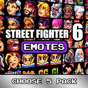 5 EMOTES Street Fighter 6 Pixel Art Twitch and Discord Chat Emotes