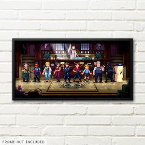 Raccoon City Characters Resident Evil 2 Pixel Art Poster High Quality Video Game Wall Art Print