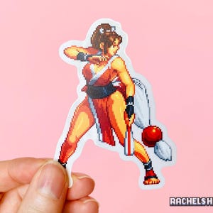 Mai Shiranui Street Fighter 6 Fatal Fury Pixel Art Aufkleber Wasserdichter, klarer, matt gestanzter Aufkleber für Gamer Videospiele Gaming Decor