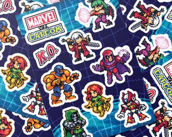 MvC Pixel Art Sticker Sheet - Clear Waterproof Vinyl