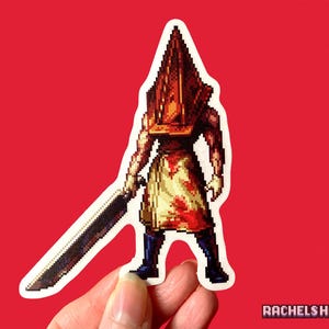 Pyramide Kopf Silent Hill 2 Pixel Art Aufkleber, wasserdichter, klarer, matt gestanzter Aufkleber für Gamer Videospiele Gaming Decor