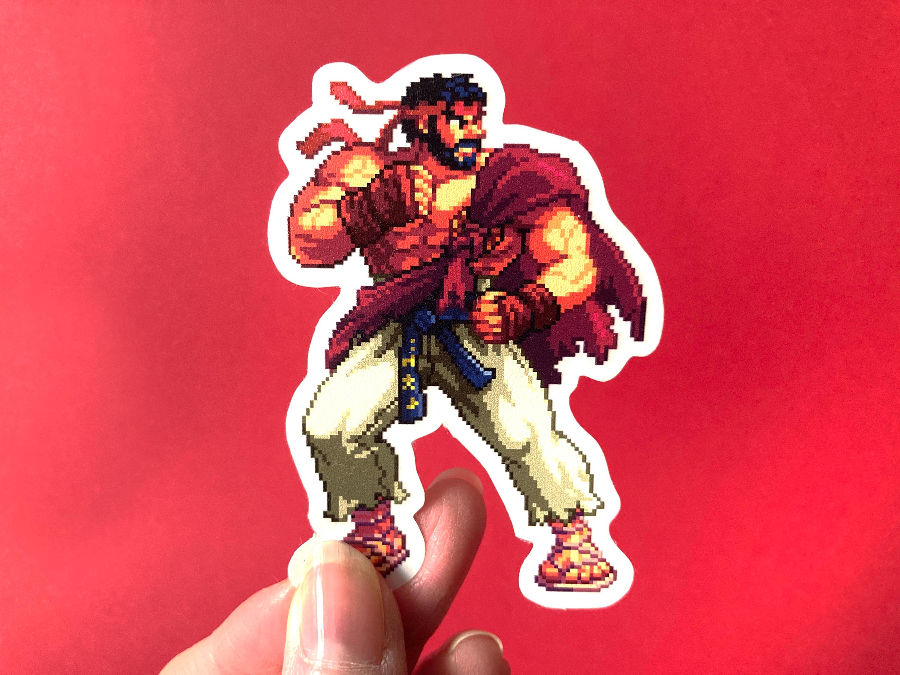 Violent Ryu Pixel Ryu Street Fighter 6 Pixel Art Sticker: Outfit 1 - Clear Waterproof ...