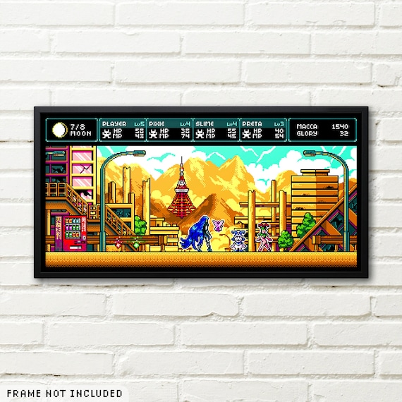 Shin Megami Tensei V Pixel Art Print: 8bit Nahobino, Jack Frost