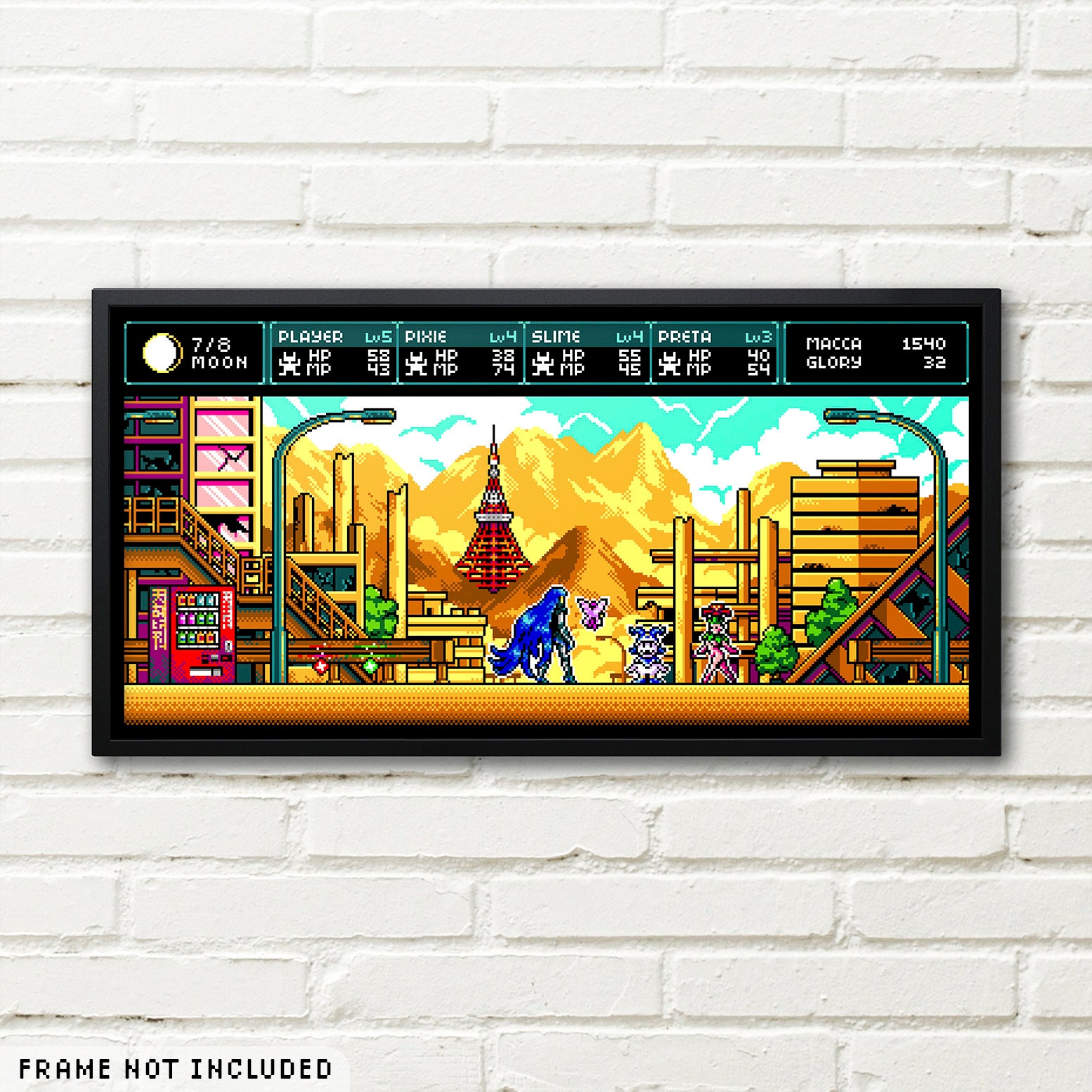 Shin Megami Tensei V Pixel Art Print: 8bit Nahobino, Jack Frost