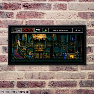 Castle Dimitrescu Retro Demake Resident Evil 8 Pixel Art Poster High Quality Video Game Wall Art Print