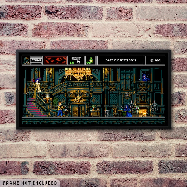 Castle Dimitrescu Pixel Art Print: 8bit Resident Evil Village Poster