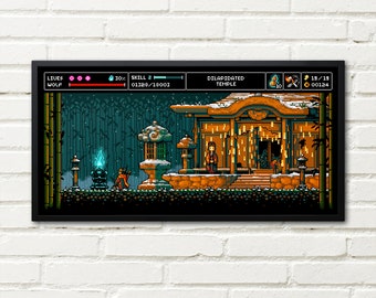 Dilapidated Temple De-make - Video Game Inspired Pixel Art - High Quality Art Print