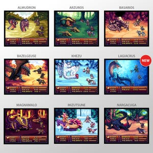 Monster Hunter Pixel Art Print: 8bit Rathalos, Zinogre, Lagiacrus ...