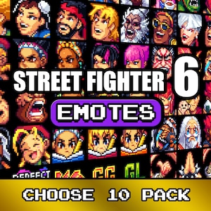 10 EMOTES Street Fighter 6 Pixel Art Twitch and Discord Chat Emotes