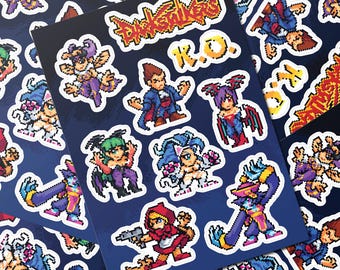 Darkstalkers Pixel Art Sticker Sheet - Clear Waterproof Vinyl