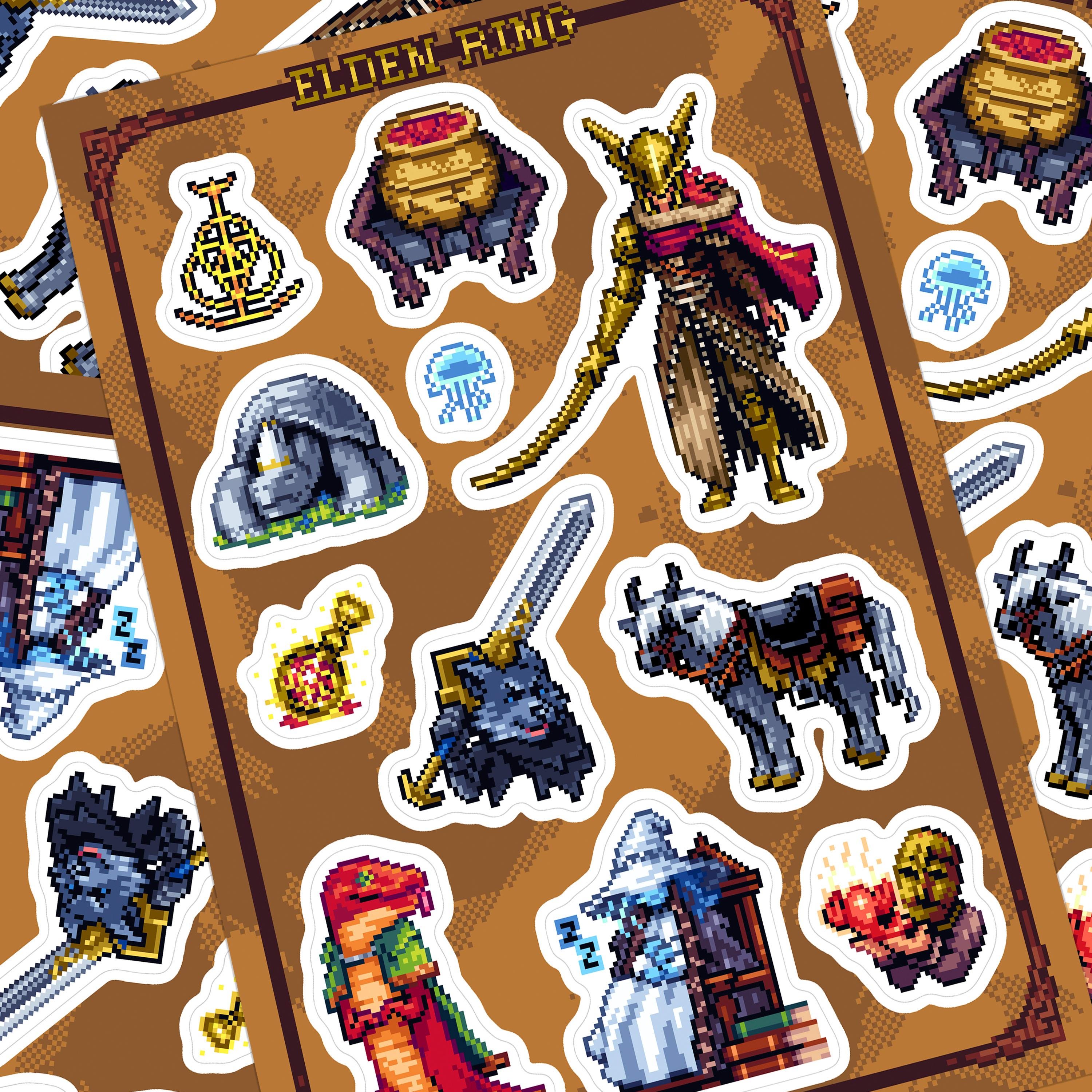Elden Ring Pixel Art Sticker Sheet: Ranni, Malenia, Blaidd