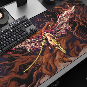 Malenia Gaming Desk Mat: 8-bit Elden Ring Pixel Art XL Mouse Pad